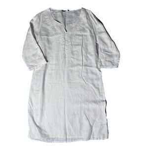Tommy Bahama 100% Linen Embroidered White Dress L Beachy